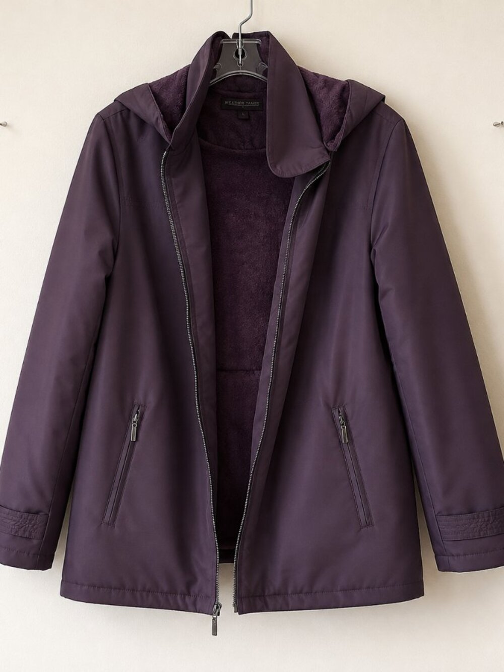 Weather Tamer Brown Hooded Neckline Long Sleeve Lined Jacket SZ L
